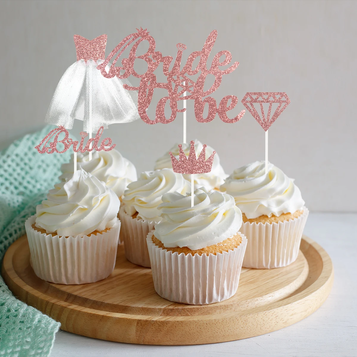 Rose Gold Glitter Bride To Be Cake Decor Hen Party Acrylic Cupcake Toppers Dessert Decor Wedding Bridal Shower Party Supplies