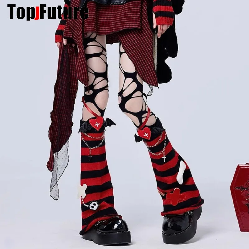 Women Rock Harajuku Steampunk Furry Leg Warmer Y2K Girl Gothic Rivet Metal Spike Faux Fur Boot Covers Streetwear Leg Warmers