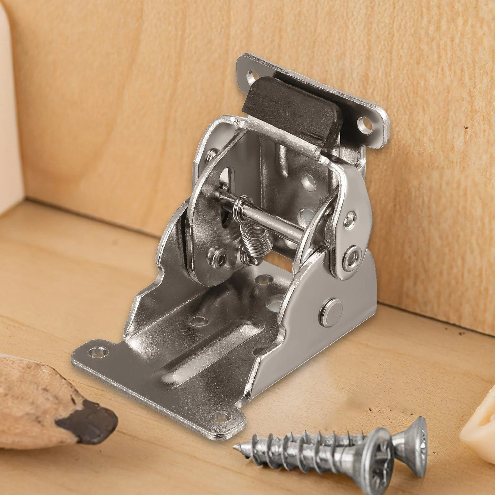 

4Pcs Self Locking Folding Hinges Heavy Duty Steel 90 Degree Folding Shelf Brackets for Furniture Table Bed Workbench