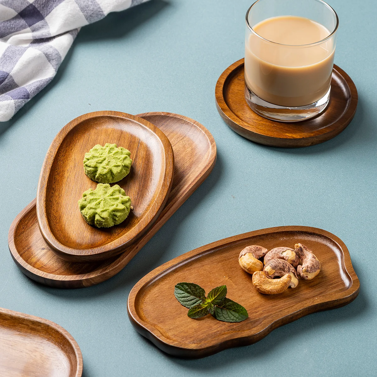 1PC-Japanese-Style Tea Tray, Home-Use Coffee Shop Tray, Rectangular Cup Holder, Wooden Tray for Fruits, Candies, and Cakes