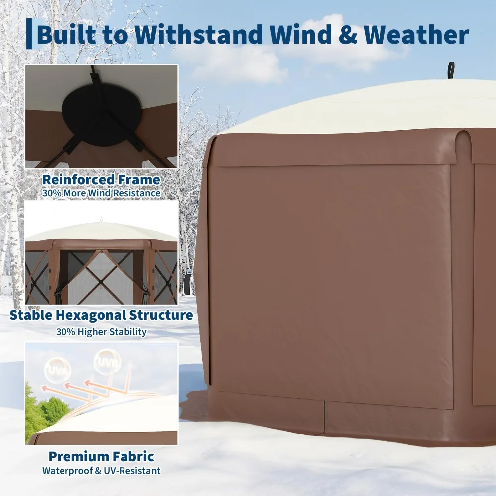 13FT Pop-Up Gazebo 6-Sided with Mosquito Netting & Removable Wind Cloths