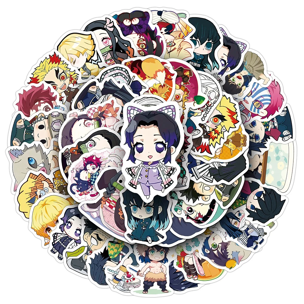 10/30/50pcs Q Version Demon Slayer Anime Stickers Cute Cartoon Decal for Kid Toy DIY Skateboard Luggage Phone Waterproof Sticker
