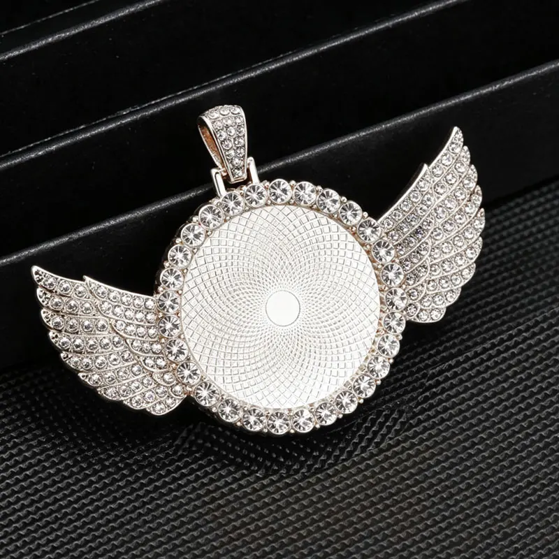 Leere Anhängerbasis für Flügel, 30 mm innen, Cabochon-Basis mit Zirkon-Fassungen, Zubehör für DIY-Pop-Schmuck und Accessoires – Detail 5