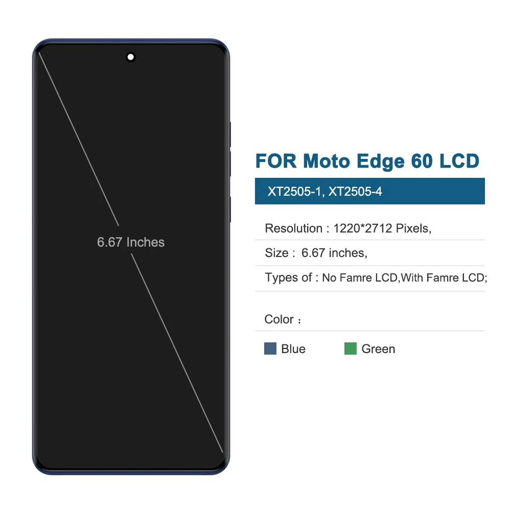 Amoled For Motorola Edge 60 LCD Display Touch Panel Digitizer Assembly Replacement LCD With Frame XT2505-1, XT2505-4 LCD Screen