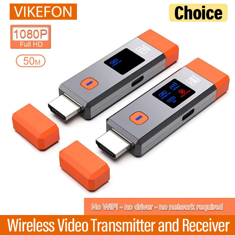 

Беспроводной HDMI-передатчик и приемник 50M, удлинитель видео 1080P@60Гц, беспроводной HDMI Wi-Fi адаптер для подключения ПК к телевизору