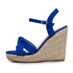 Women's Sandals Summer Wedge Shoes For Women 2026 Fashion Footwear Slippers Large Size 48 50 Knitted Wedge High Heels Flip Flops