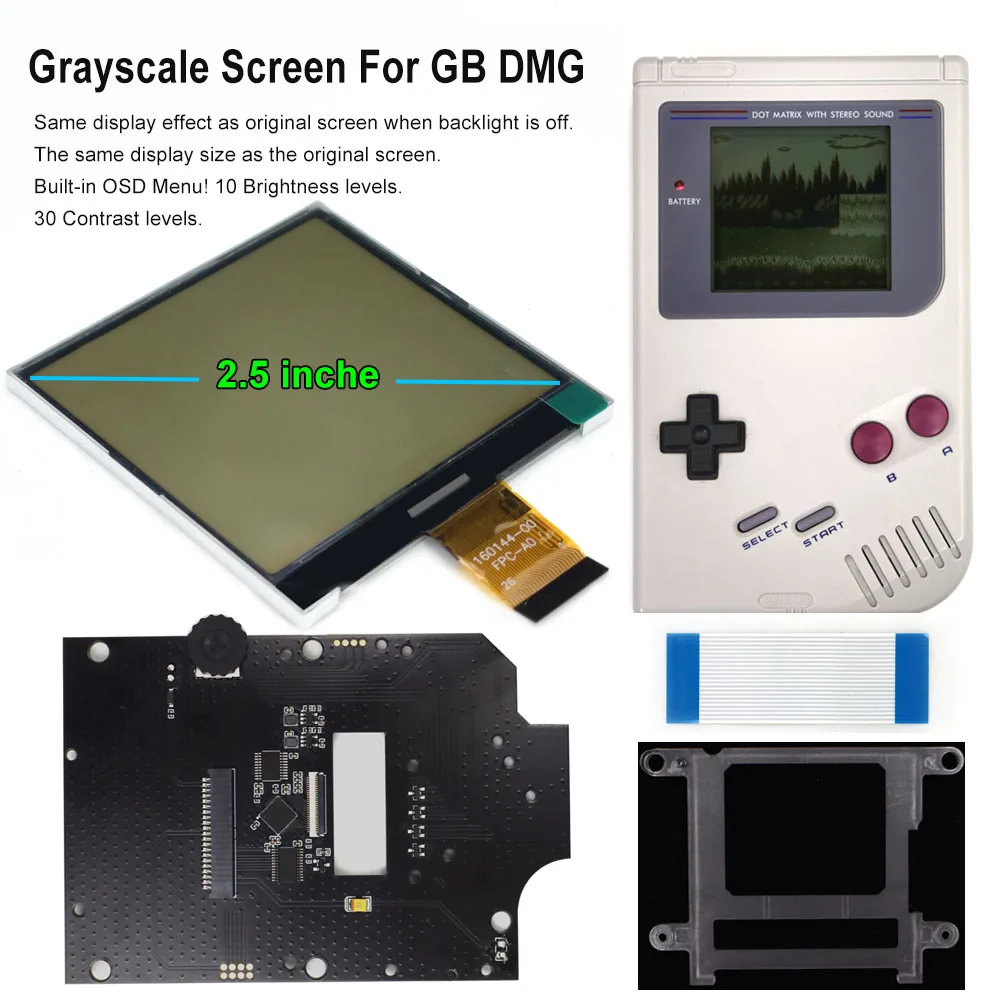 drop-in-25-grayscale-ips-lcd-screen-for-gameboy-gb-dmg-original-size-pixel-perfect-backlight-lcd-display-no-need-trimming