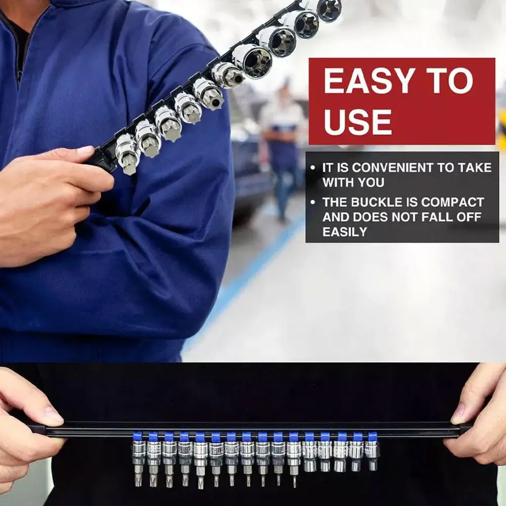 ABS Socket Organizer Drive Socket Rail Holders Wall Mount Magnetic Socket Holder Organizer Set for Automotive Mechanic Garage