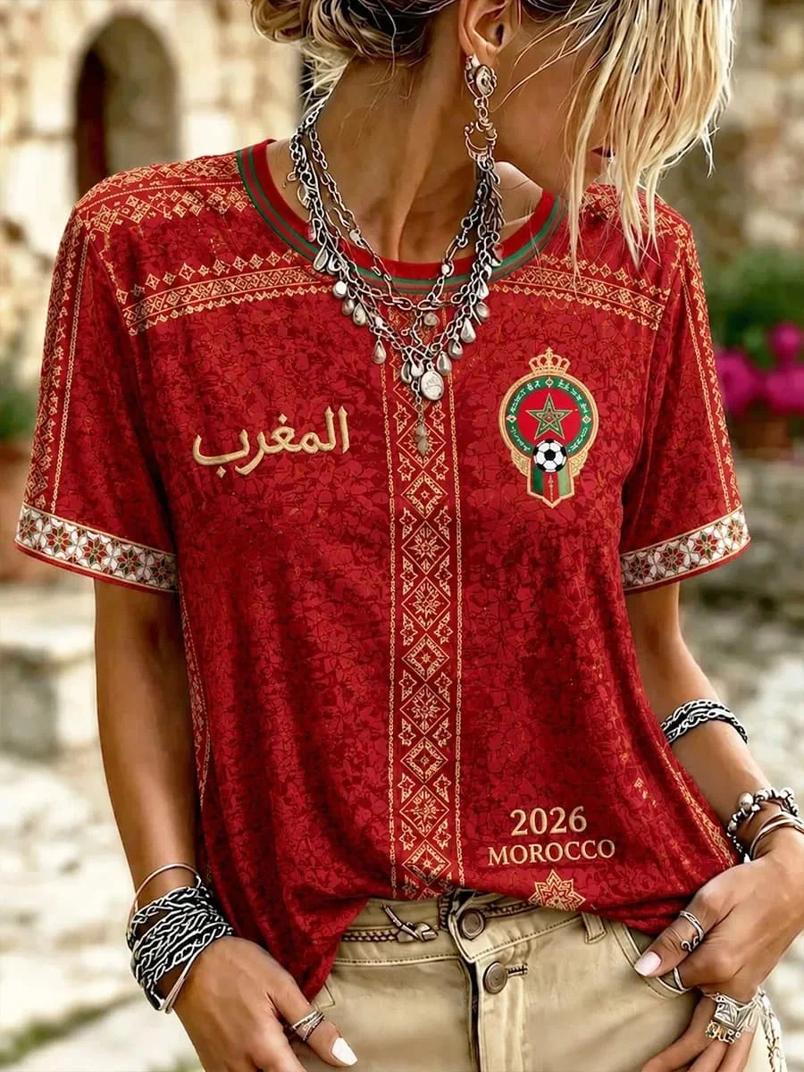 2026 New Morocco  Design Football Shirt for Fans Quick Drying Sports Training Match Top T-shirt for Men Family Matching
