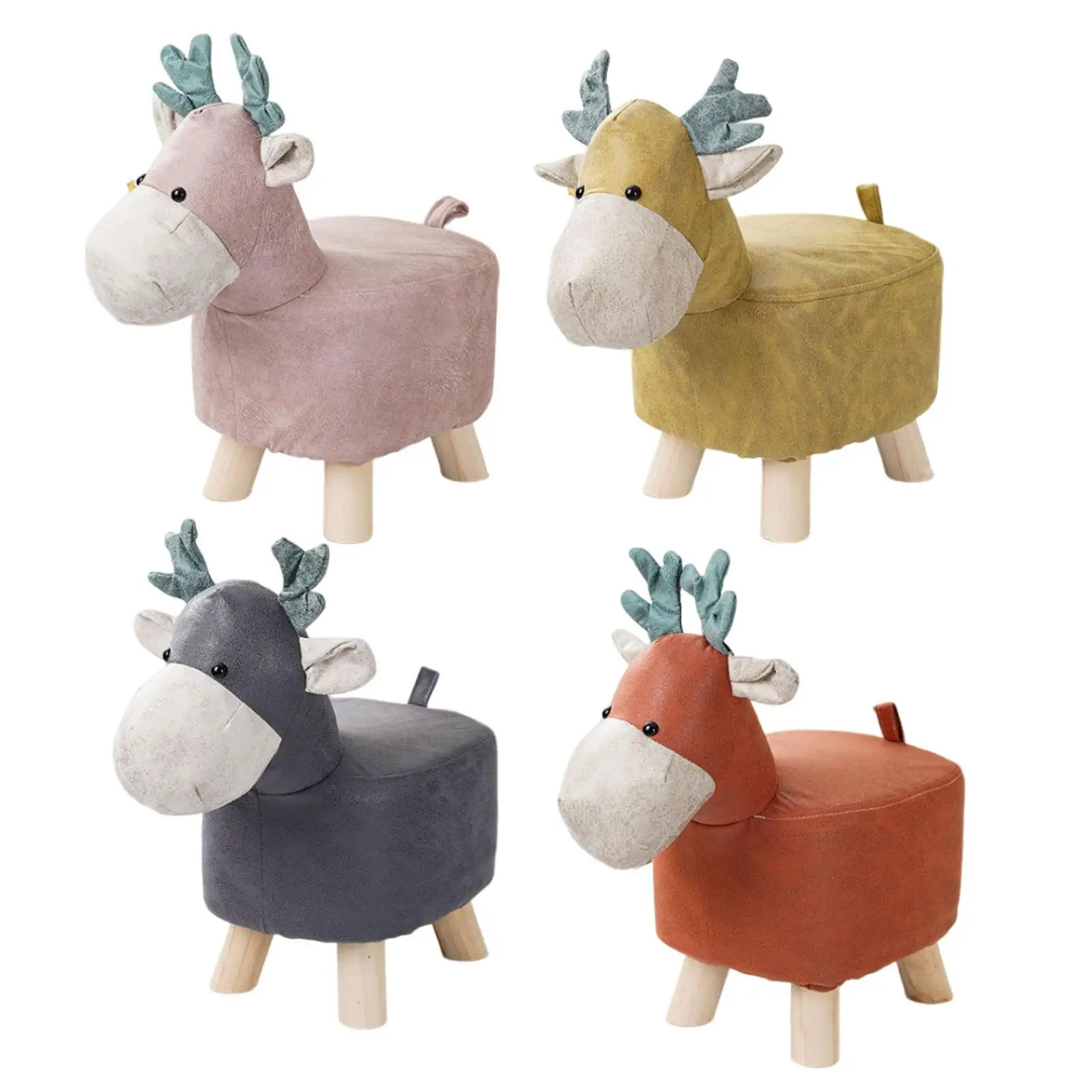 

Footrest Ottoman Cute Portable Animal Footstool Room Decor Deer Bench for Guest Room, Playroom, Living Room, Entryway, Bedroom