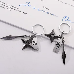 Naruto Anime Kunai Shuriken Konoha Ninja Gantungan Kunci untuk Kunci Mobil Tas Ransel Pernak-pernik Gantungan Kunci Aksesoris Wanita Perhiasan Pria Hadiah 6 penjualan terbaik senjata rahasia logam - №