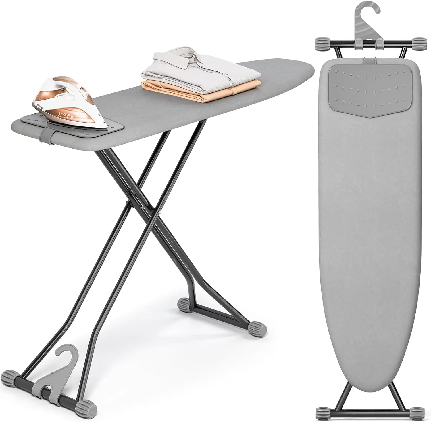 

Compact Foldable Ironing Board with Heat Resistant Cover, Adjustable Height, Space Saver Design