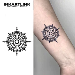 Compass temporary tattoo sticker, waterproof magic tattoo, lasts to 15 days fake tattoo, semi permanent tattoo