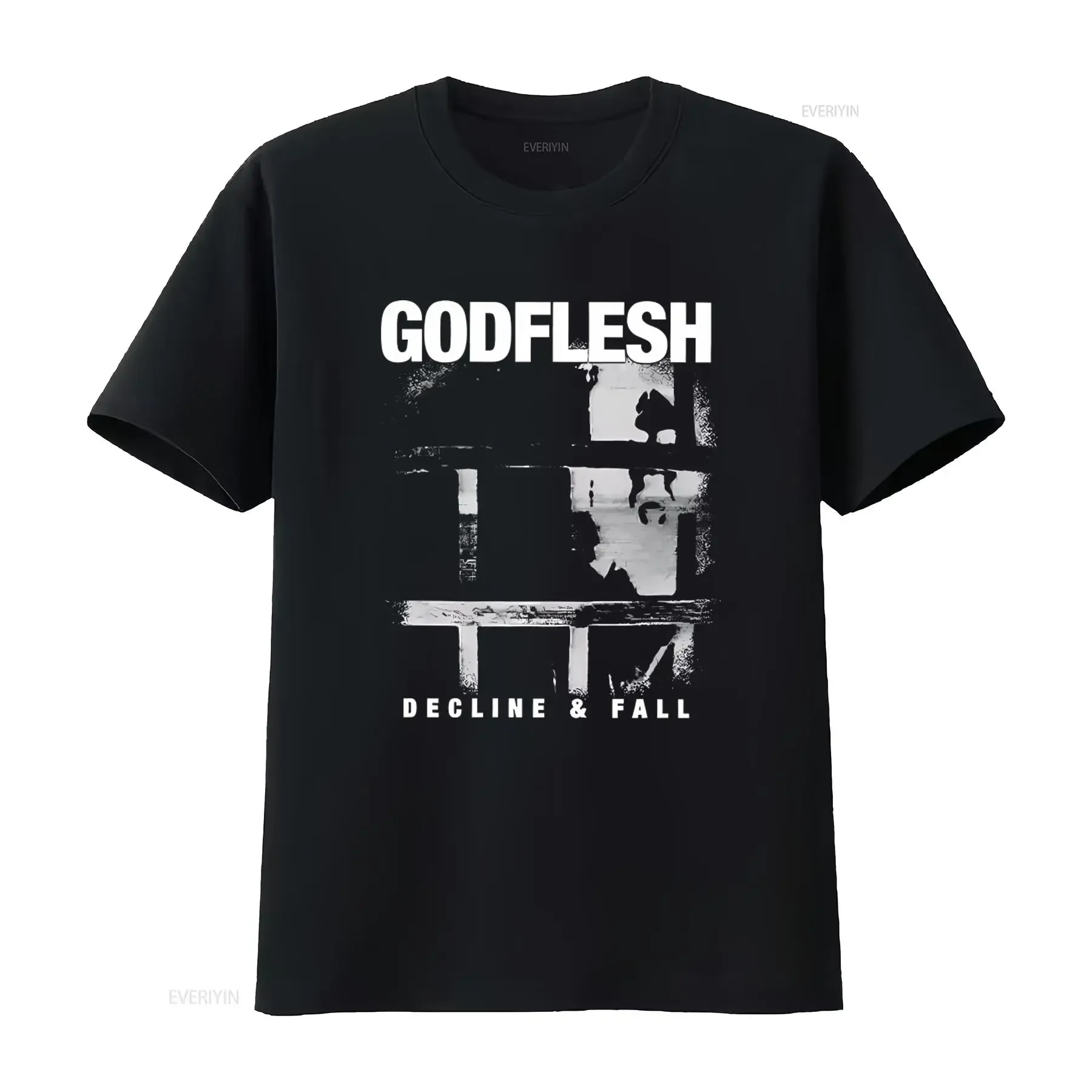 GODFLESH DECLINE FALL Black T Shirt XX Large Rock Band Merch vintage Washed homme fashion graphic Versatile Slightly Stylish