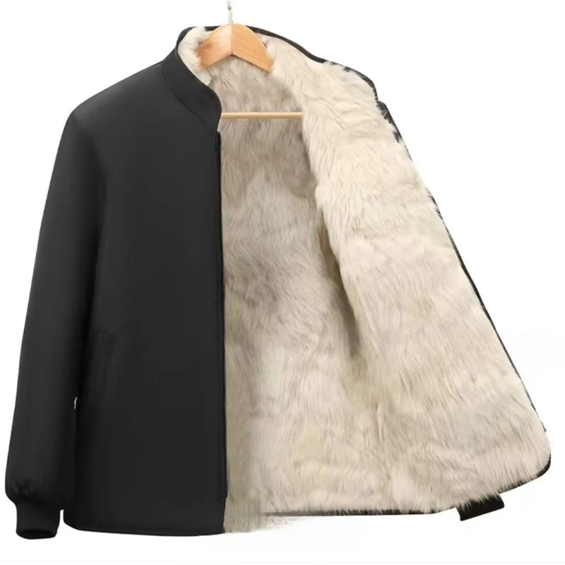 

Men's Sheepskin Lining Jackets, Long Wool Coats, Warm and Thickened, Sheep Fur Integrated, High Quality