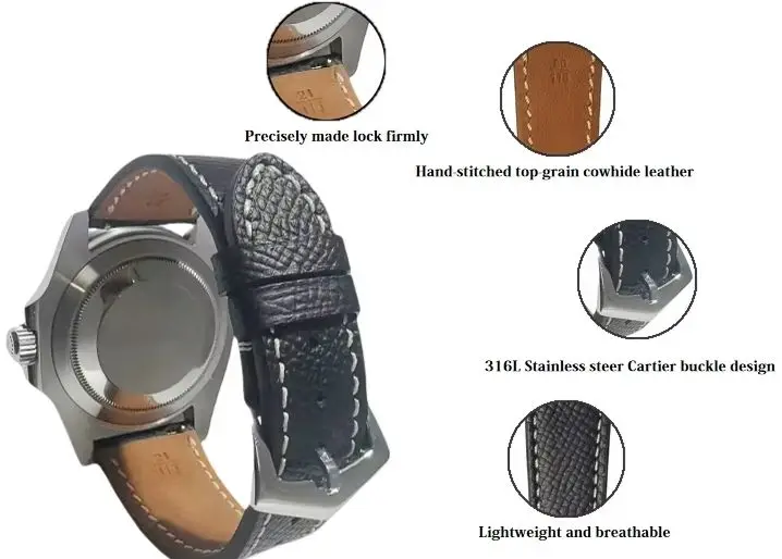 حقيقية إبسوم الجلود حزام ساعة مقاوم للماء 18 مللي متر 19 مللي متر 20 مللي متر 21 مللي متر 22 مللي متر ل Smartwatch مع 316L الفولاذ المقاوم للصدأ مشبك