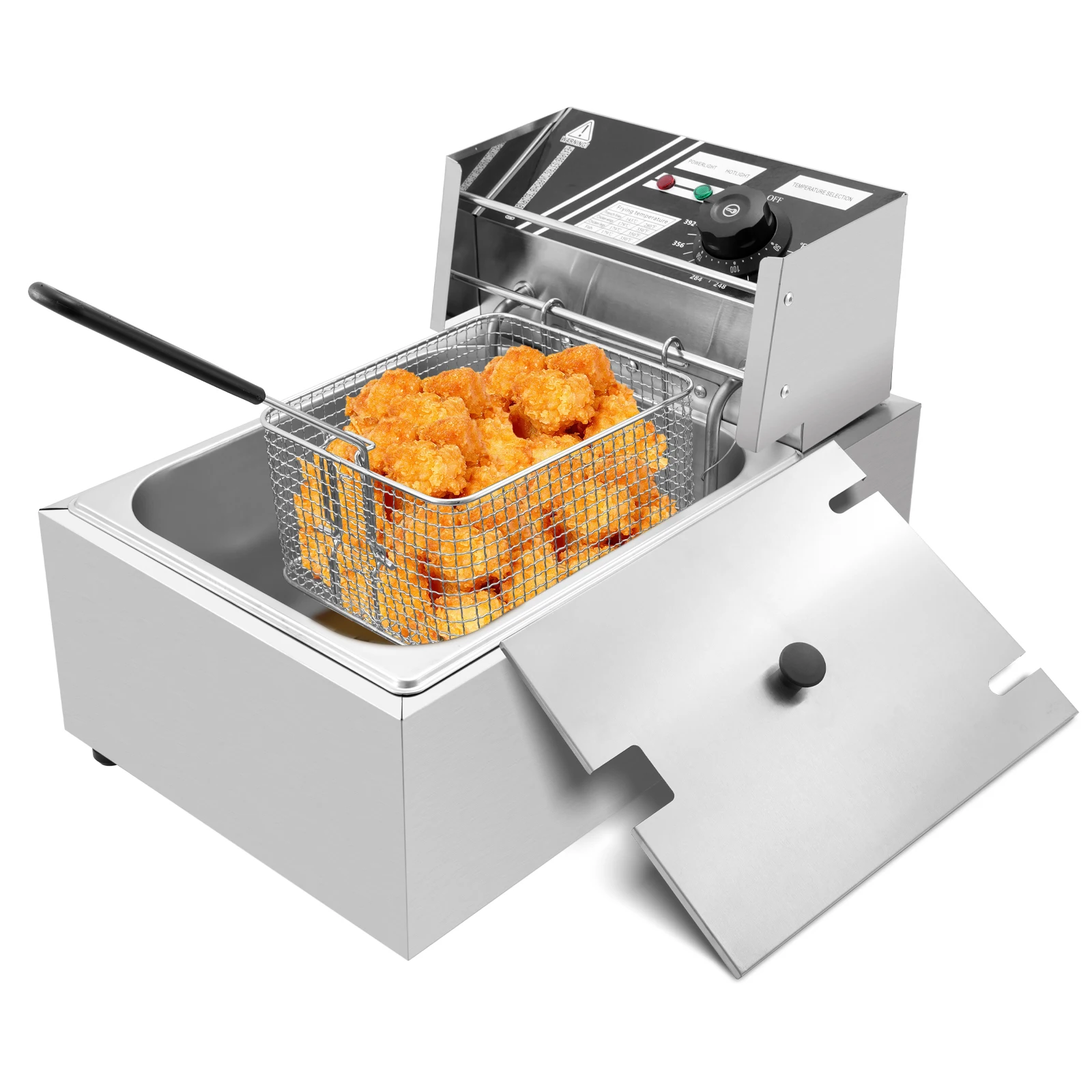 

Electric Deep Fryer, 10.36 QT Commercial Deep Fryer With Temperature Control And Removable Frying Basket For Kitchens