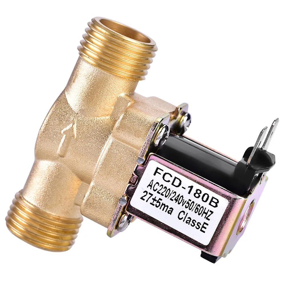 Water Valve AC 220V Brass Electric Solenoid Valve 1/2 Inch Normally Closed Water Inlet Control Solar Water Heater Valve
