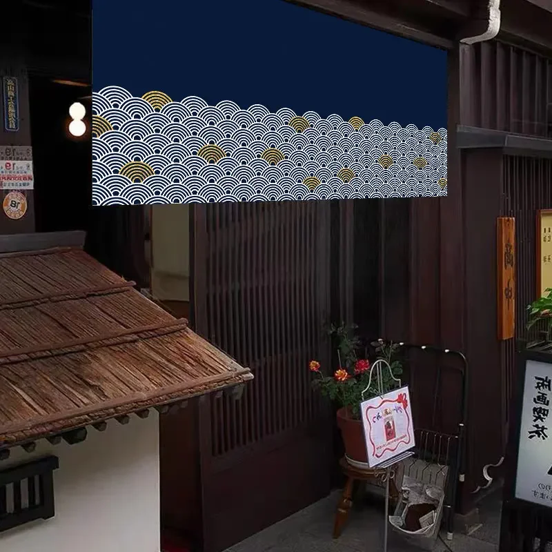 Japanese Style Horizontal Curtain Shop Kitchen Commercial Door Curtain Luxury Gold Partition Half