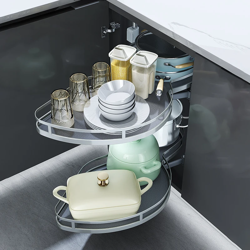 

Magic Peanut Swing Tray Pull Out Kitchen Swing Corner Storage Basket Lazy Susan Storage Basket
