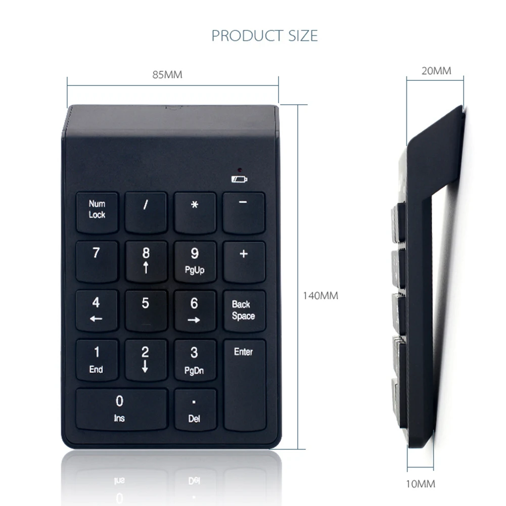 

Wireless Keypad Numpad 18 Keys Digital Keyboard Wireless Numeric Keypad for Accounting Teller Laptop Notebook