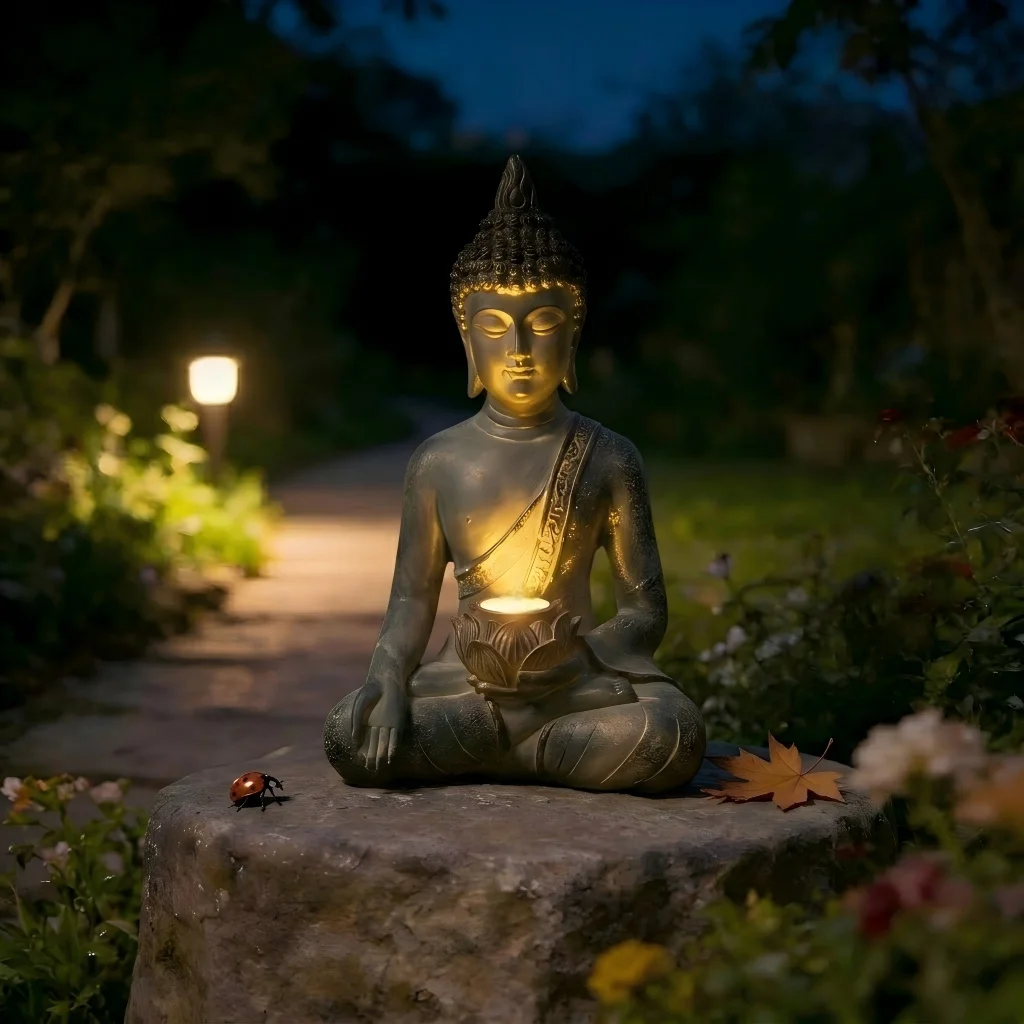 Solar Buddha Garden Statue LED - огляд і ціна Outdoor Zen Lighting