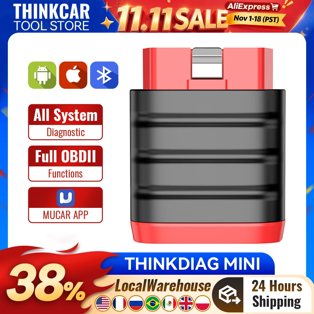 THINKCAR Thinkdiag Mini Bluetooth OBD2 Scanner Diagnostic Tool Full-System Car Scanner Check Engine Light Fault Code Reader Tool