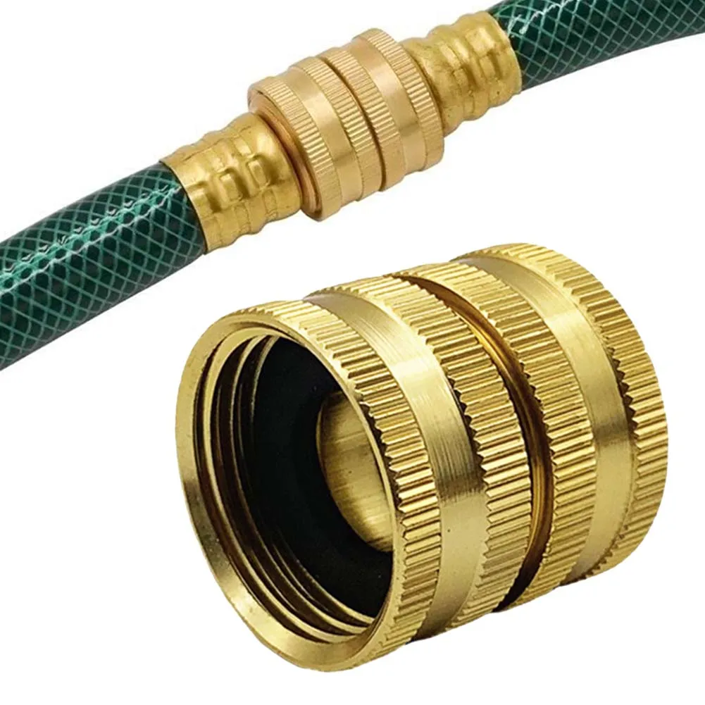 Two-Way Female Connector Solid Brass Garden Hose Adapter 3/4 Female-To-Female Hose Adapter For Irrigation Quick Connector