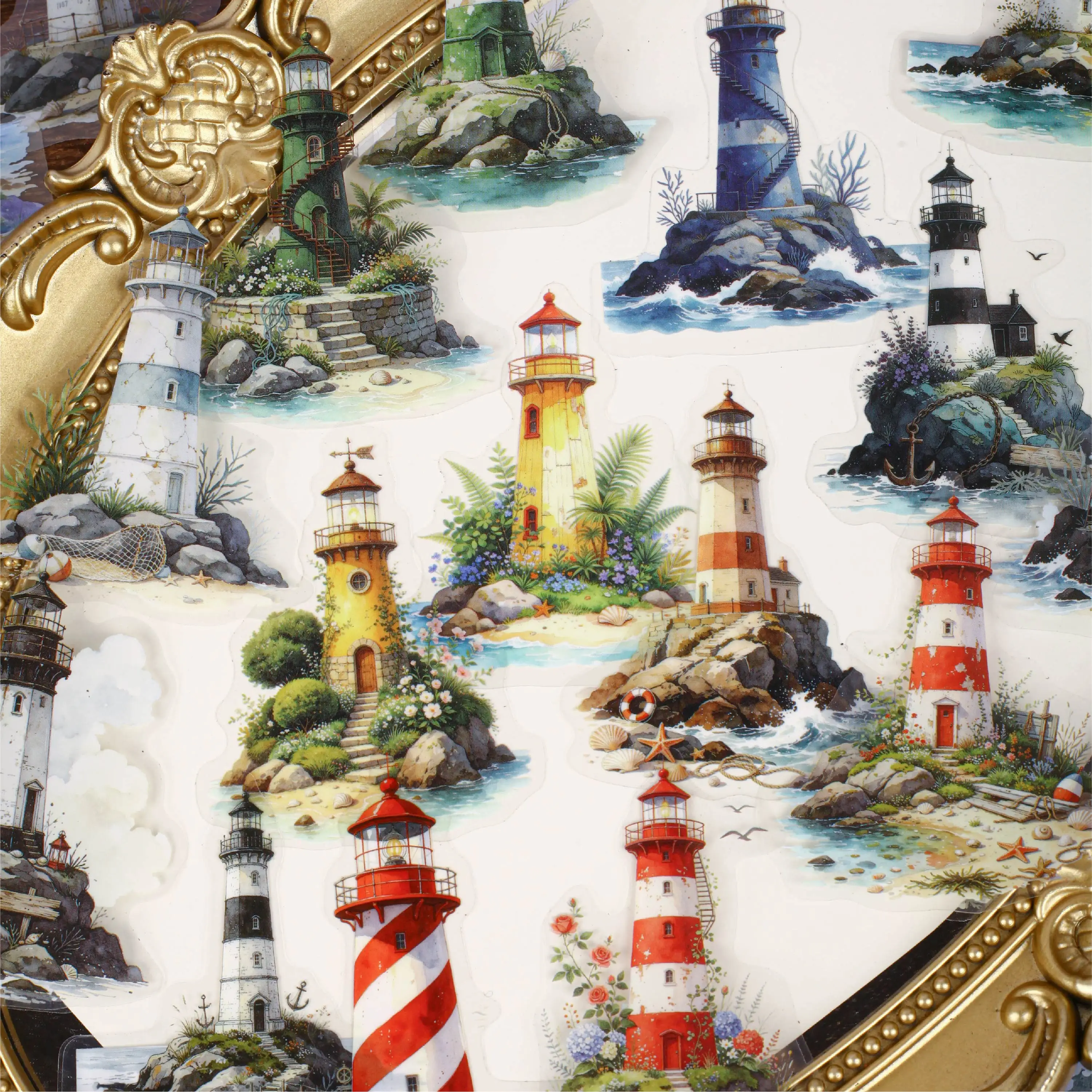 Vintage Seaside Lighthouse Landscape PET Sticker Creative DIY Journal Material Collage Scrapbooking Stationery