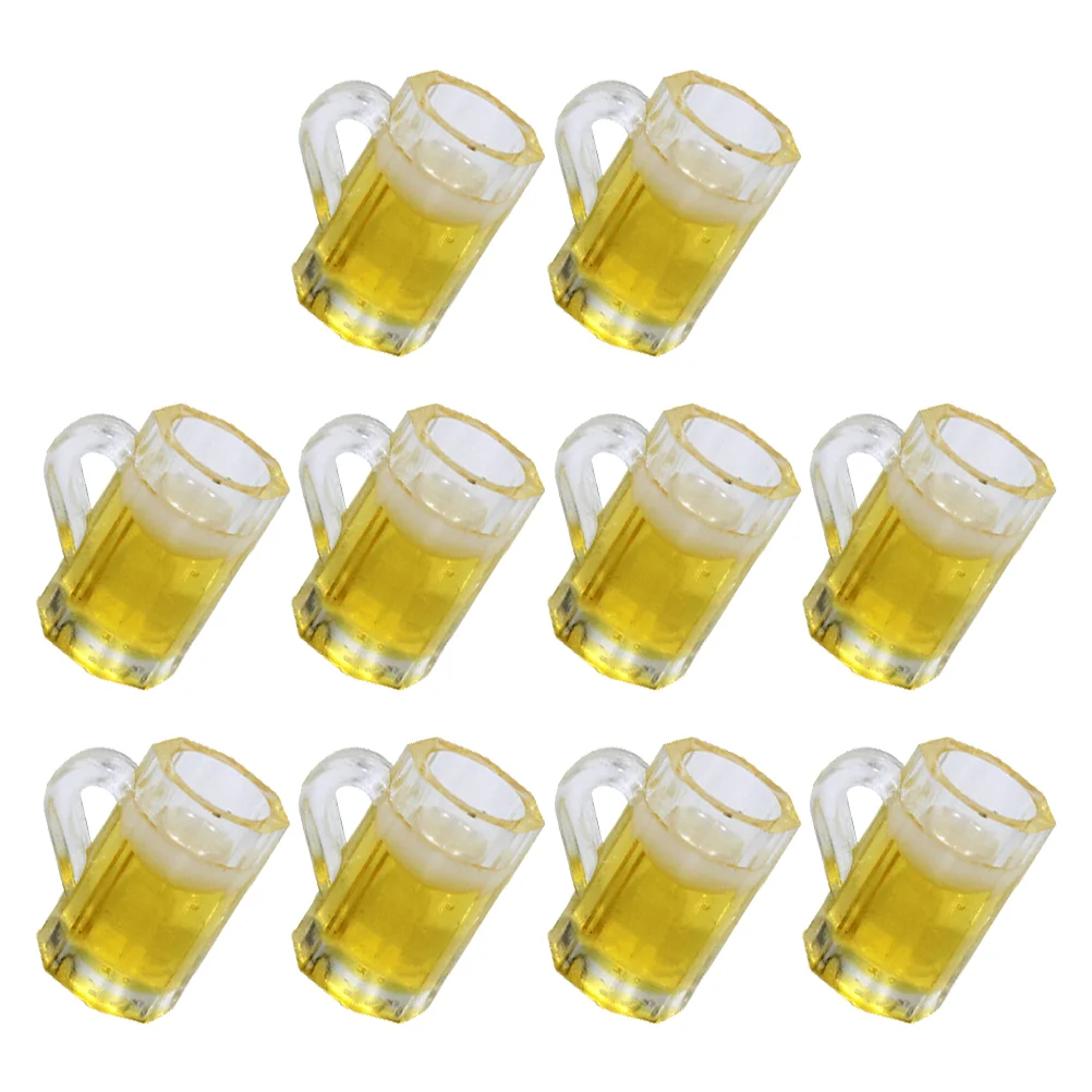 

10 Pcs Beer Mug Model Infant Toys Mini House Mugs Exquisite Adornments Glass Figurines Decor Resin Baby Accessories