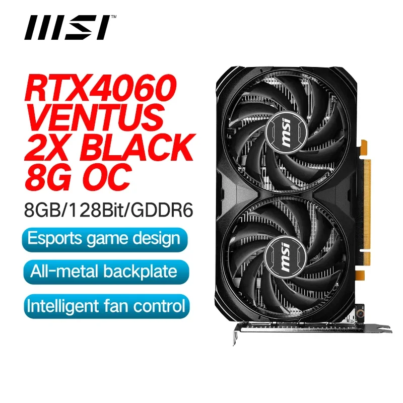 MSI RTX4060 VENTUS 2X BLACK 8G OC RX 4060 5nm GDDR6 128bit Gaming Graphics Card New PCI Express 4.0 x 8 NVIDIA GPU Desktop