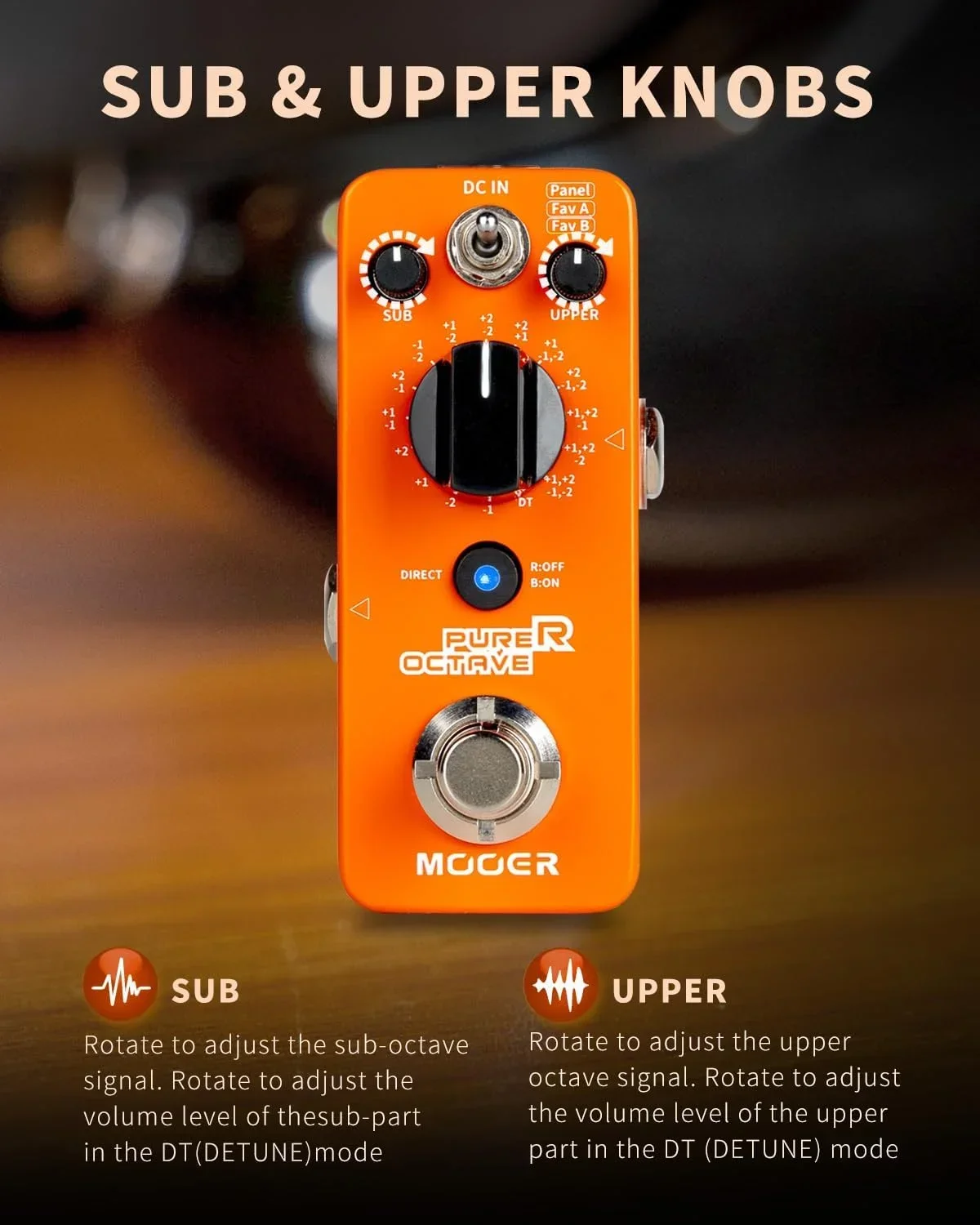 MOOER Purer Octave Guitar Pedal - 15 Octave Modes 3 Working Modes Switchable Dry Signal for Electric Guitar Effects