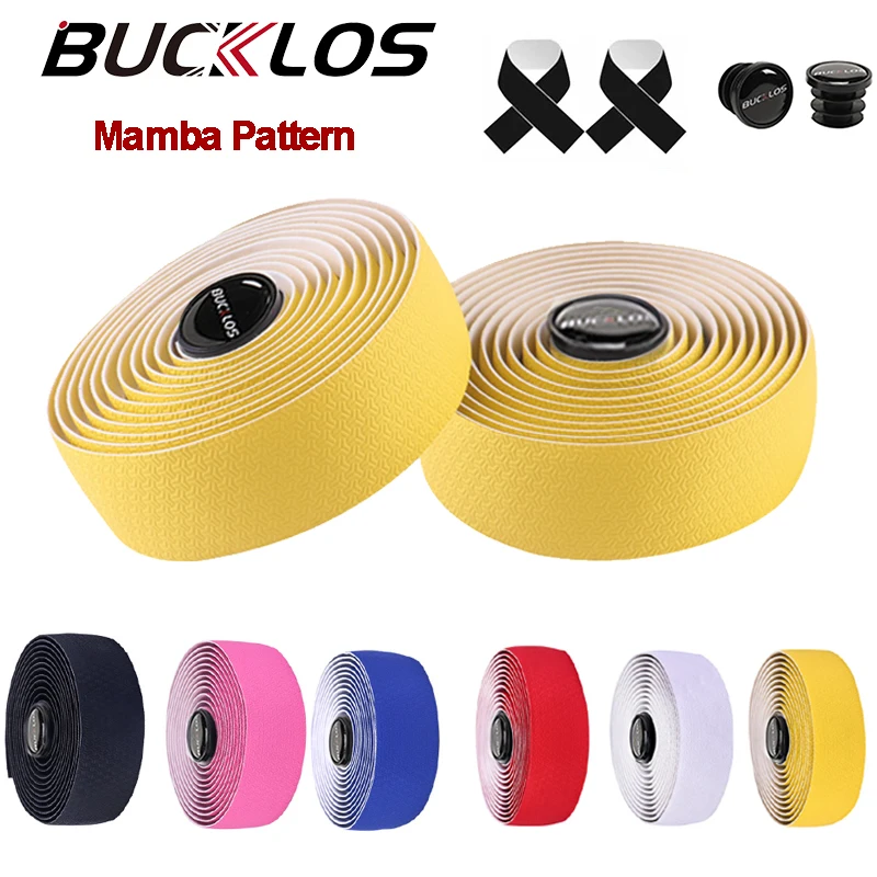 BUCKLOS Bicycle Handlebar Tape Mamba Pattern Road Bike Bar Tapes EVA+PU Anti-Vibration Cycling Damping Durable Handle Belt Wraps