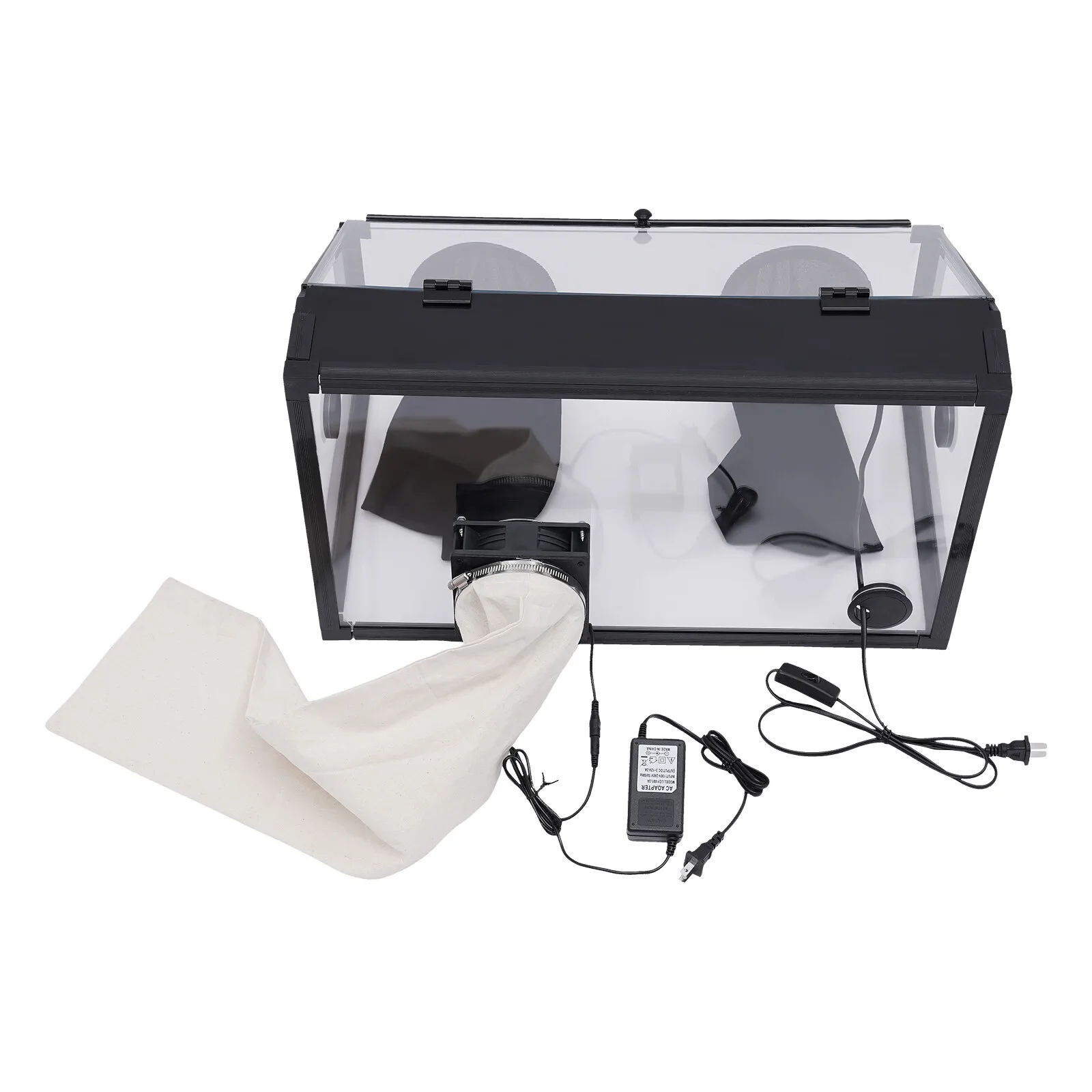 Fully Enclosed Electric Grinding Table Polisher Dust Box Acrylic Cover+LED Light
