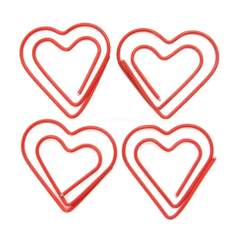 100Pieces Heart Paper Clips Metal Paperclip File Holder Clip for Binding File Dropship