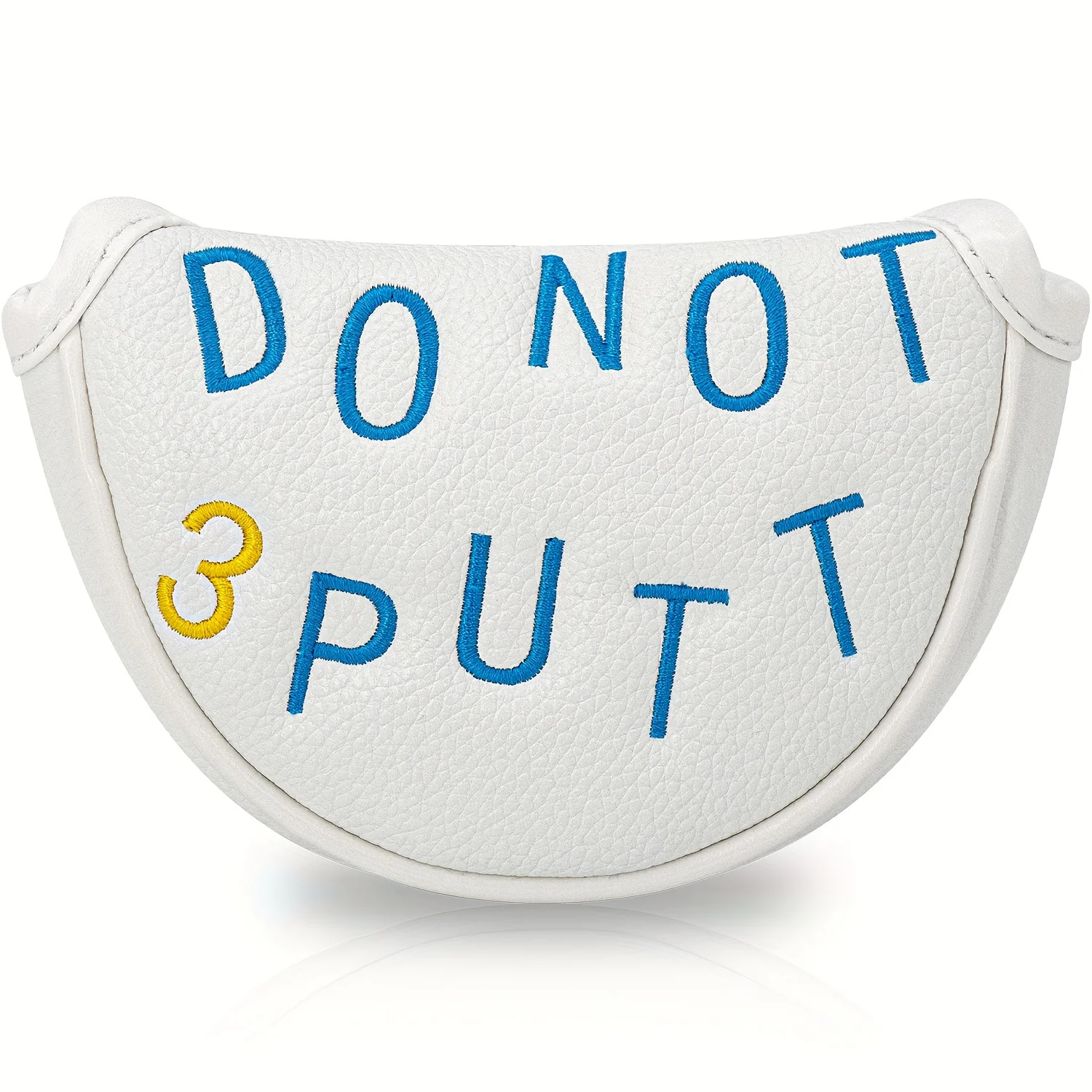 Sleek Minimalist Golf Putter Head Cover - Durable Synthetic Protective Gear with 'DON'T PUTT' Design, White & Black image 2