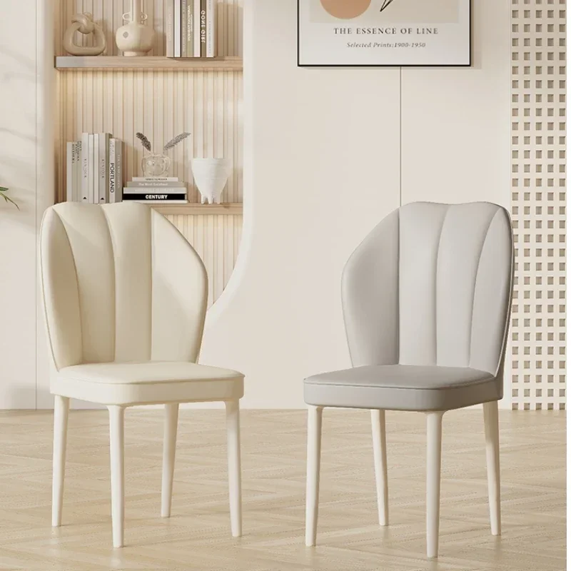 INS Cream dining chair Modern Restaurant Soft bag Design Leather chair Coffee leisure hotel makeup backrest stool Home furniture