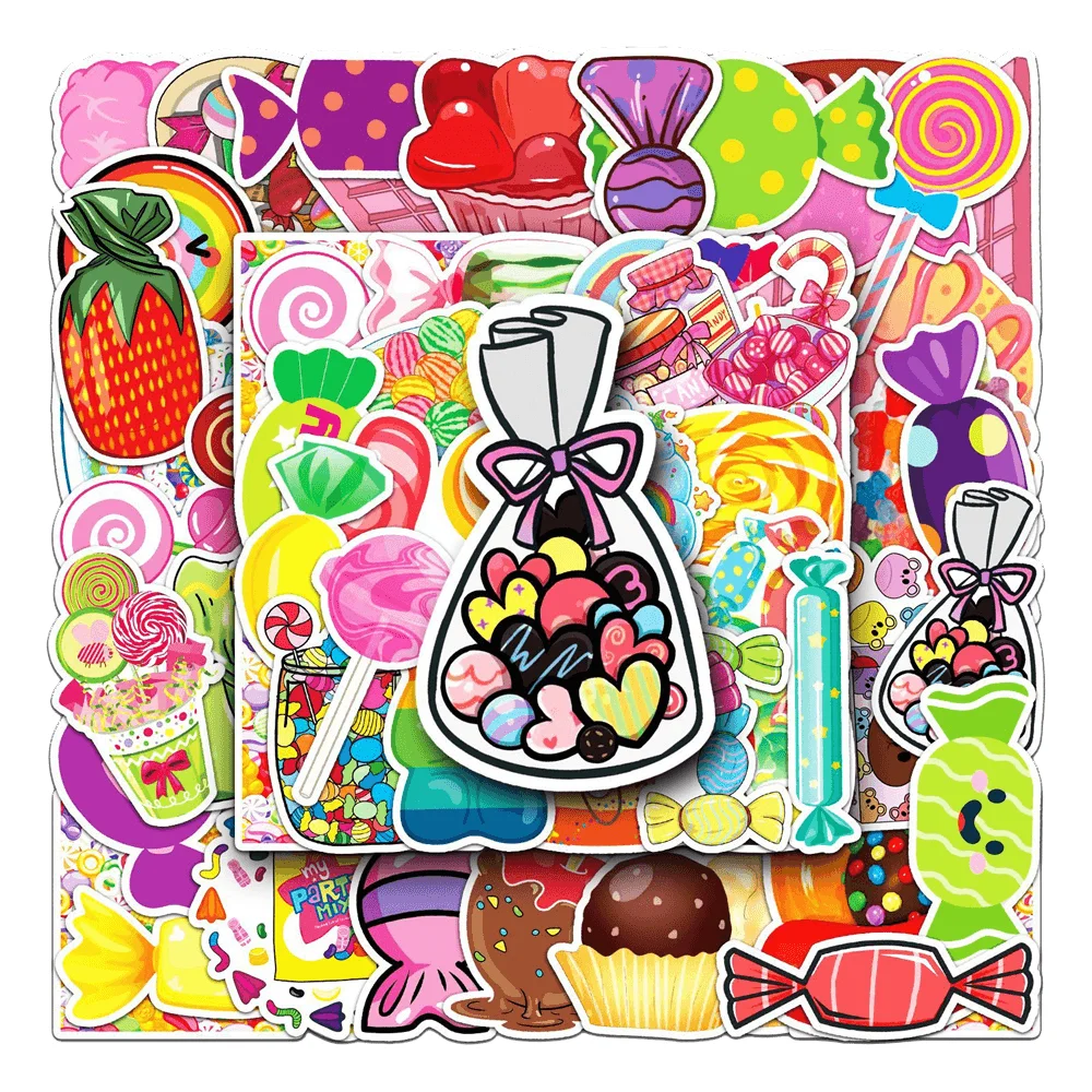 50pcs Colorful Candy Lollipop Stickers For Phone Guitar Craft Supplies Scrapbooking Material Stationery Kids Sticker Adesivos