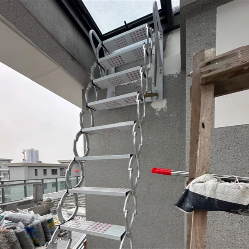 Wall-mounted Folding Titanium Magnesium Alloy Telescopic Attic Staircase for Indoor/outdoor Home and Garage  Easy To Install