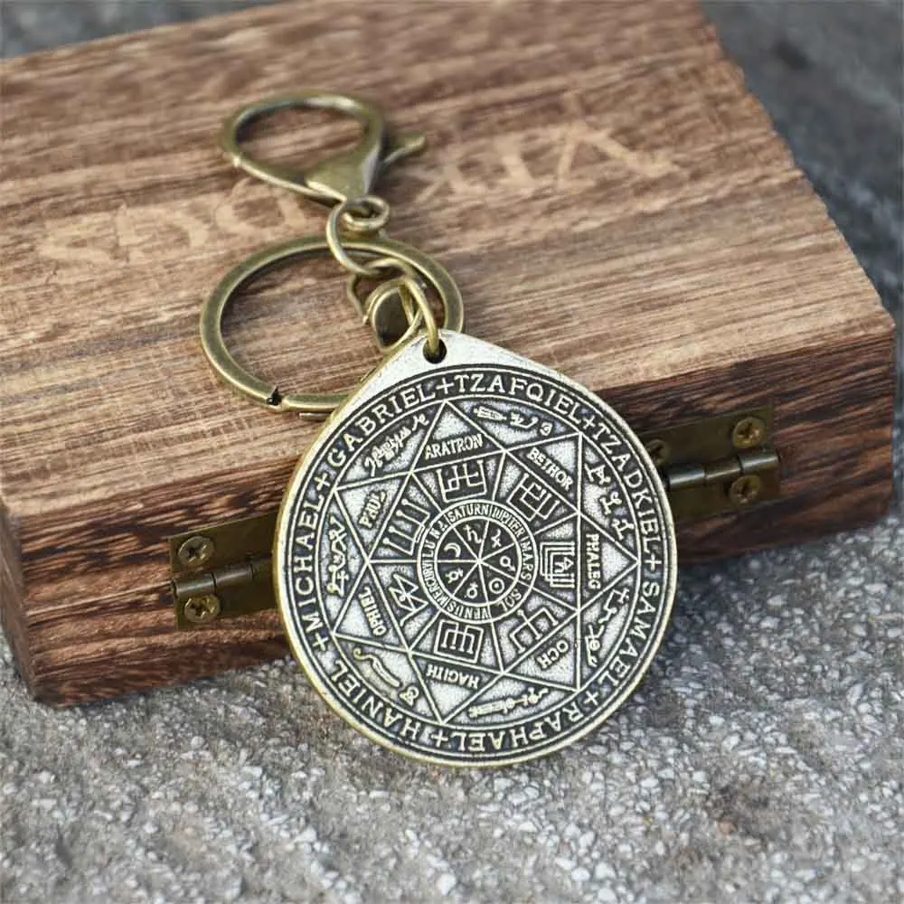 Nostalgia Seal Of The Seven Archangels Solomon Saint Michael Asterion Kabbalah Amulet Pendant Keychains For Key Car Accessories