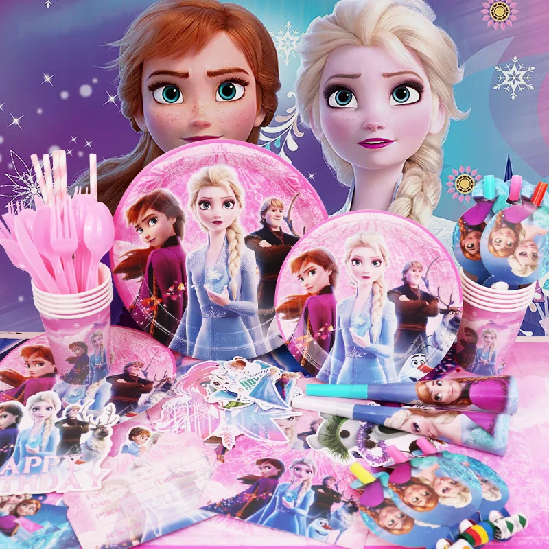 Disney Frozen Birthday Party Decoration Elsa Anna Foil Latex Balloon With Pattern For Kid Event Disposable Tableware Backdrop