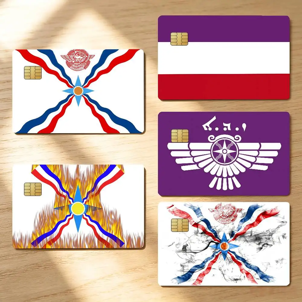Assyrian People Flag Credit Skin Cover Card Stickers 4PCS Film Bus Pass Front Decoration Bank Debit Waterproof