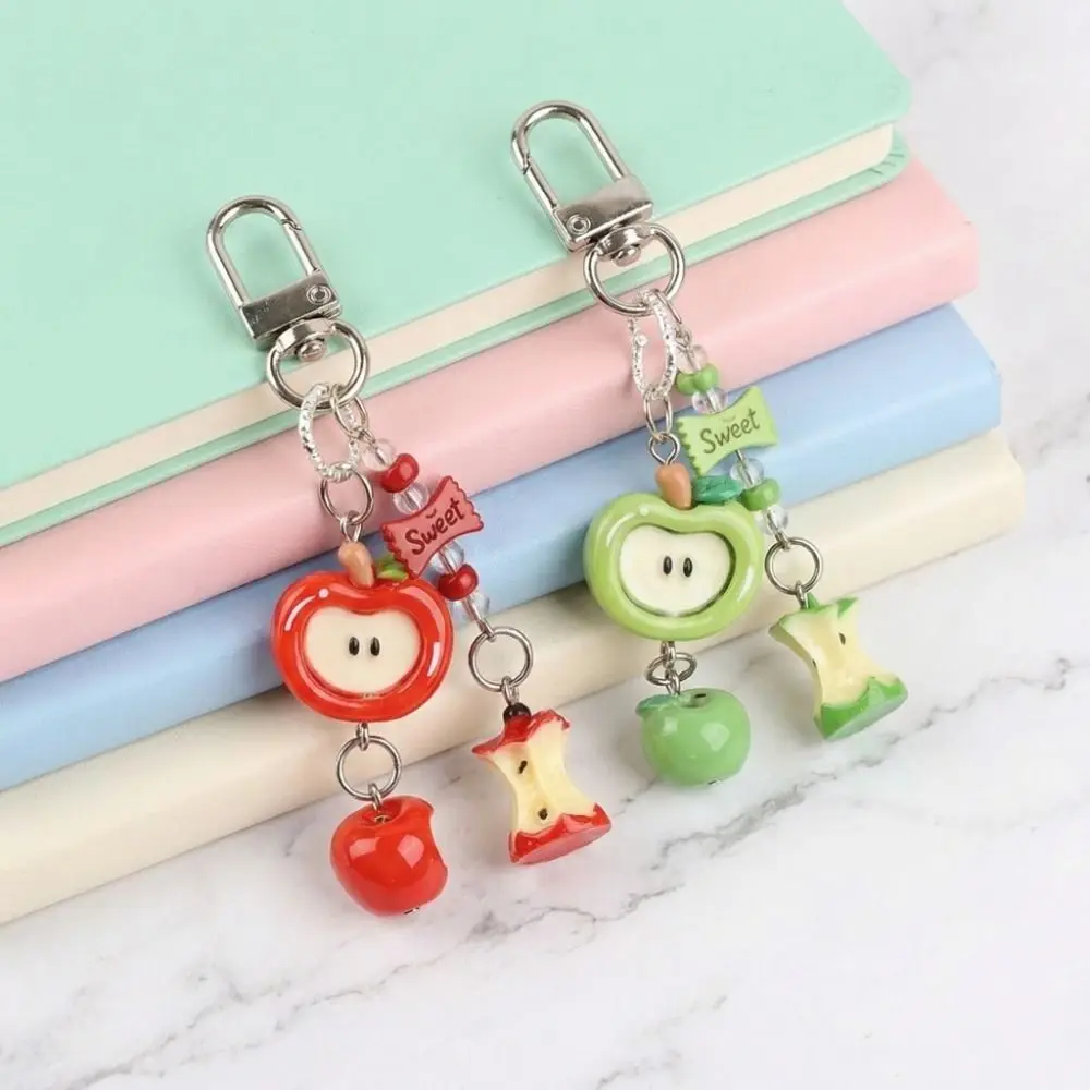 Cartoon Lucky Fruit Keychain 3D Fruit Pendant Decorative Wind Chime Ornaments Resin Handmade Fruit Beaded Keyring