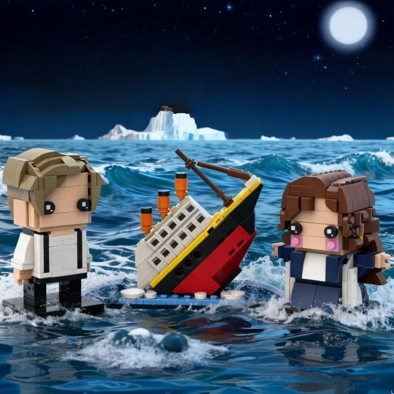 Конструктор-jack-rose-square-head-dolls-Модель-затонувшего-корабля-Титаник-разделяющаяся-пополам-коллекционная-фигурка-корабль-игрушка-для-сборки-подарок