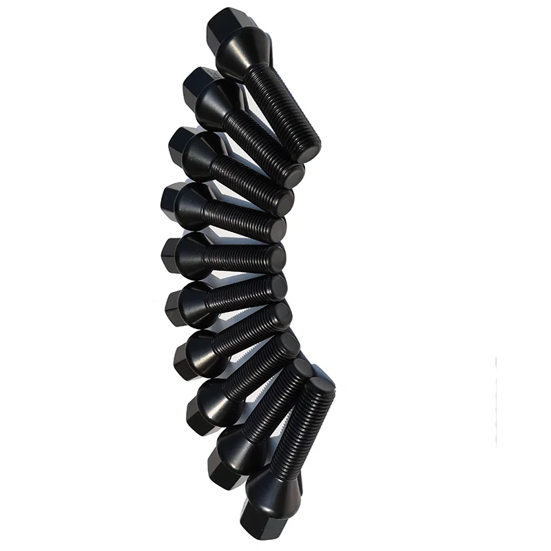 

Black 10PCS 12x1.5| 12x1.25| 14x1.5| 14x1.25 |40mm |45mm| 50mm| 55mm Cone Seat Extended Wheel Spacer Bolts For BMW 5 Series