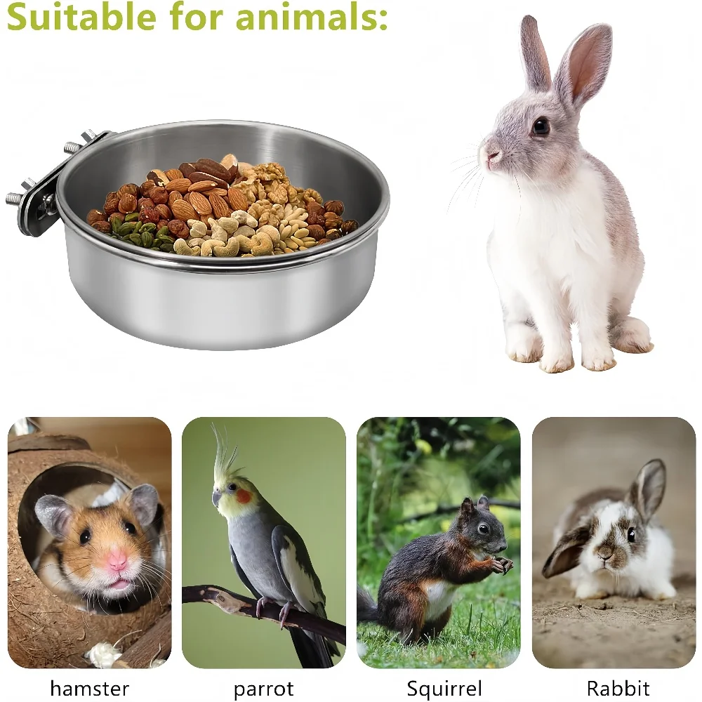 

Stainless Steel Pet Feeding Bowl bird feeder Food Water accessories for Parrots Rabbits Hamsters Squirrels Small Animals