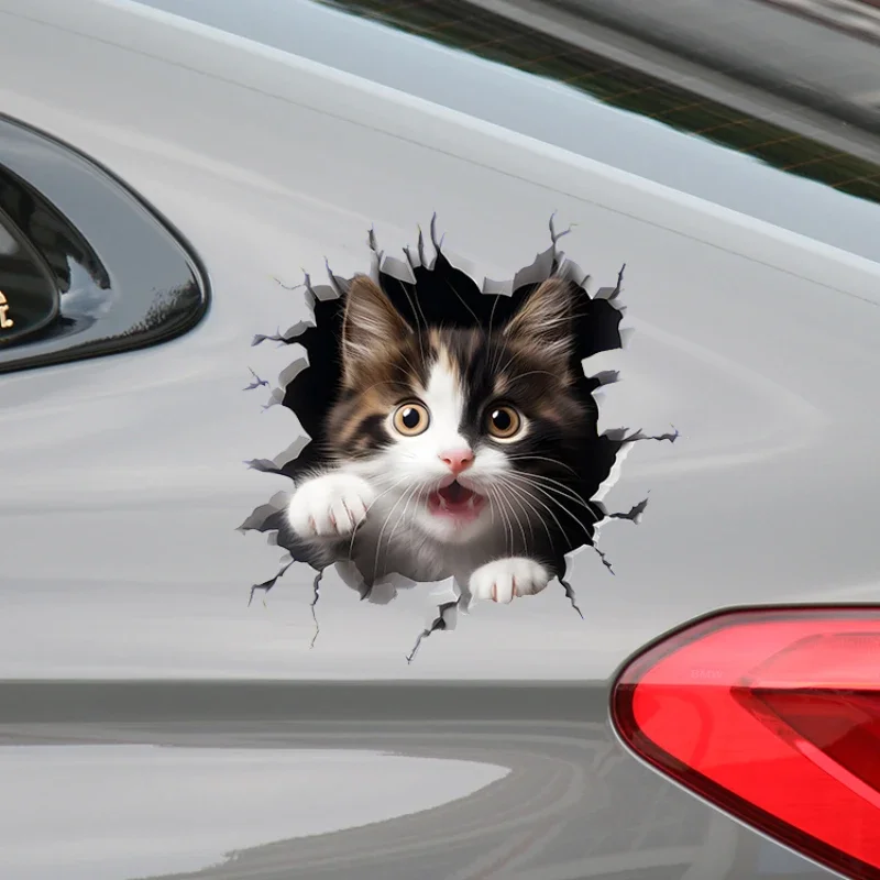 Stiker mobil kucing 3D penutup Bumper tubuh otomatis goresan sepeda motor dekorasi tangki bahan bakar Cowl depan Aksesori Kendaraan hewan yang dapat dilepas