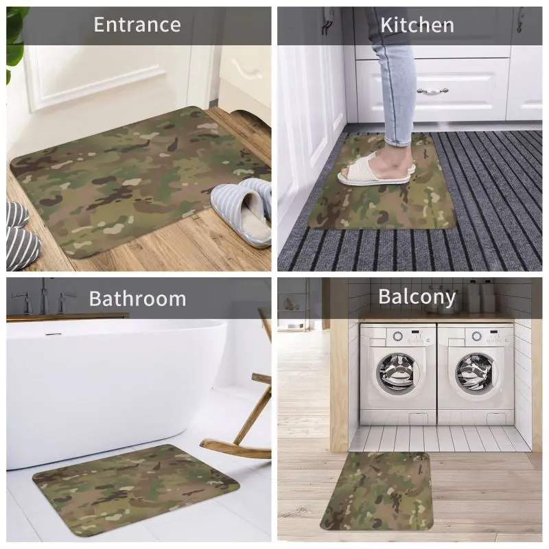 Military Camo Camouflage Army Front Floor Door Entrance Mat Outdoor Bathroom Kitchen Doormat Garage Carpet Rug