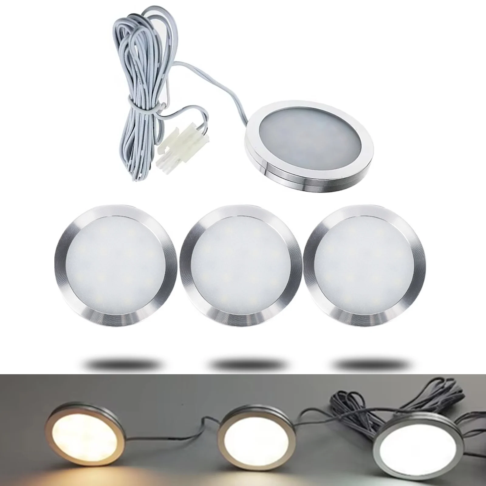 

12v Led Cabinet Light Dimmable Bulbs Surface Mounted Slim Ceiling Lamps Under Lights 3watts 2835smd Cool Warm Neutral White Spot
