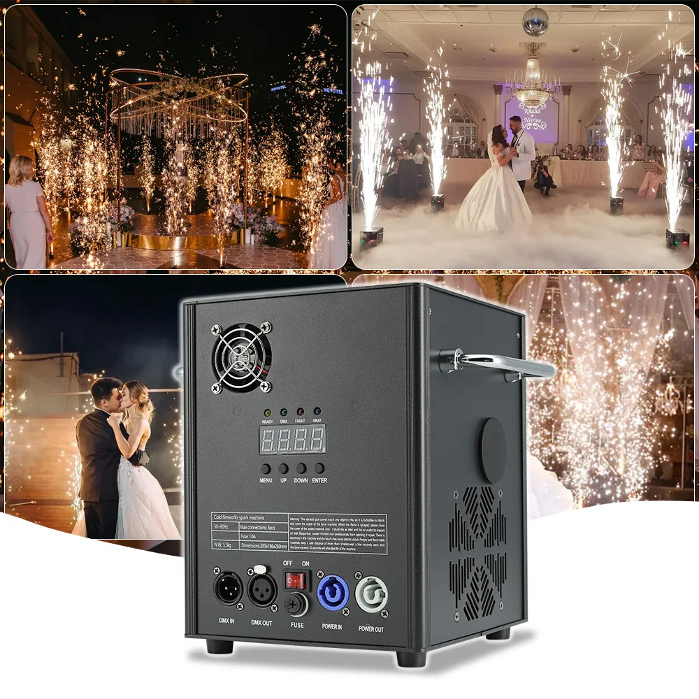 500W 700W Cold Spark Machine Black DMX Stage Showing Machine Indoor/Outdoor Top Spraying Electronic Flower Spraying Machine